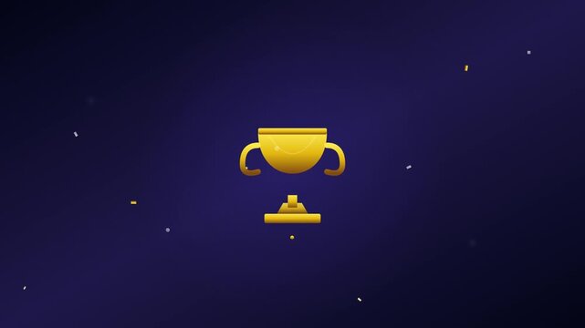 dynamic trophy award icon on celebration motion background
