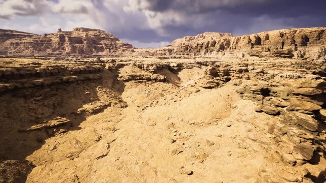 exposed sandstone canyon showing stratified layers and weathered ledges, ideal geology field site for research, sampling, mapping and educational exploration