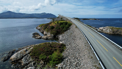 Aerial View of Storseisundet Bridge on the Atlantic Ocean Road, Norway © Ojars