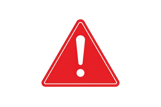 Red warning attention caution sign with exclamation mark depicting danger and alert, transparent background