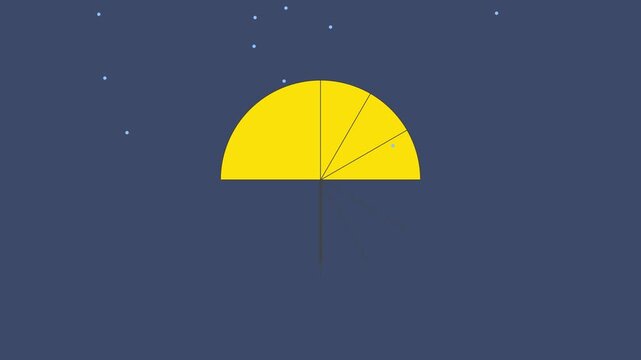 Abstract yellow semicircle loading animation with floating particles on blue 4k background, progress