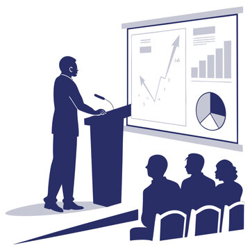 Business executive presenting growth strategy to attentive team during corporate meeting