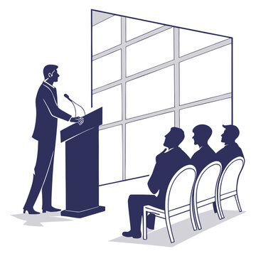 Business executive delivering presentation to attentive employees in modern office with large window