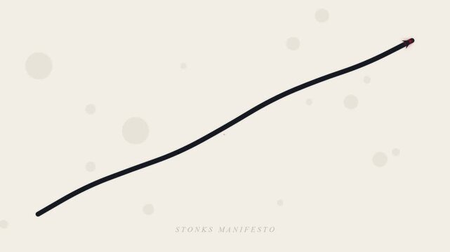 Minimalist rising financial chart line animated on light background