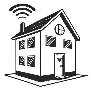 Modern Smart Home with Wireless Internet Connection Vector Illustration