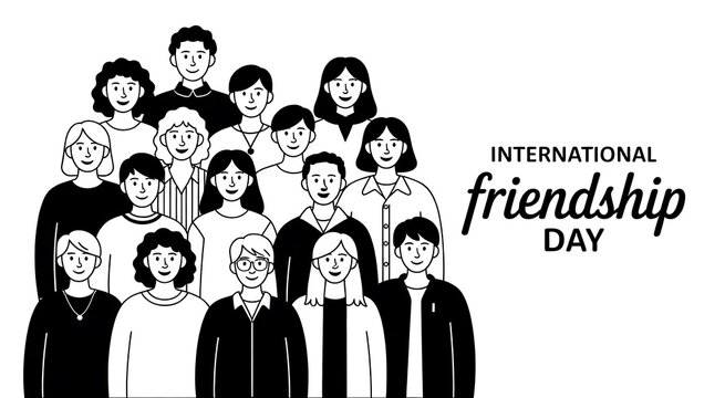 International friendship day illustration with diverse group of people