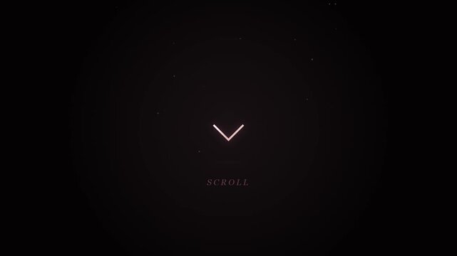 Minimalist scroll down arrow icon animation on black background