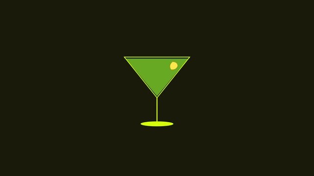 Minimalist martini cocktail animation: green drink for bar, nightlife, and restaurant branding projects 4k