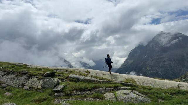Hiking to Olpererhuette in Austria during a cloudy day with beautiful mountain views