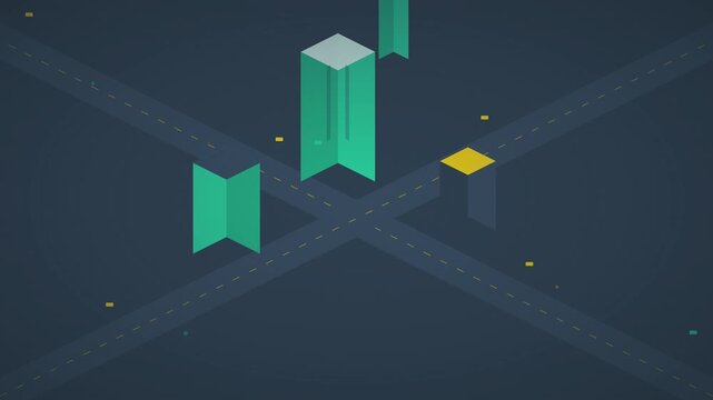 flat design isometric city traffic loop vector animation