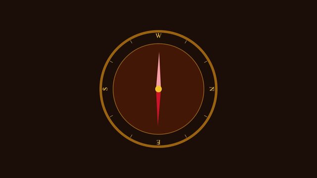 Rotating compass needle animation: directional navigation and orientation concept 4k