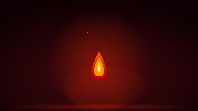 flickering flame icon on warm ember glow background