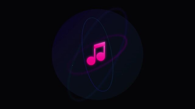 floating music note icon with swirling melody ribbons
