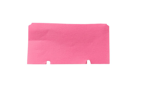 Single pink paper strip with notches isolated on transparent background