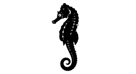 Black silhouette of a seahorse on a white background. © verikans
