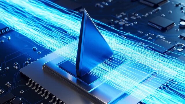 FinFET Microchip Circuit, 3D Transistor with Triangular Fin Channel