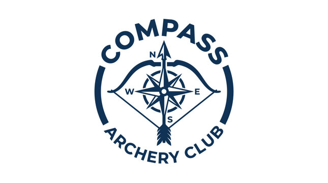Compass archery club logo with bow and arrow badge.
