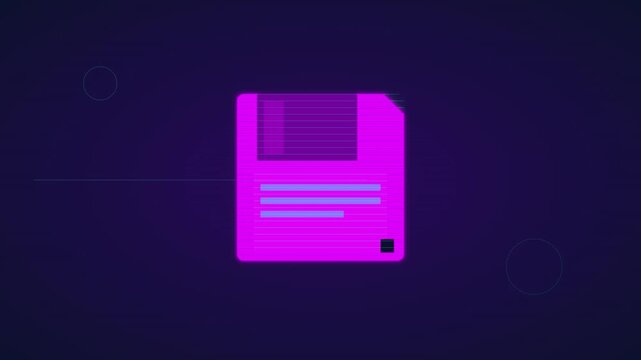 floppy disk save icon with retro digital scanlines