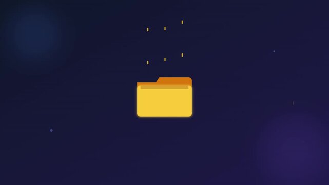 folder file storage icon with yellow data packet motion