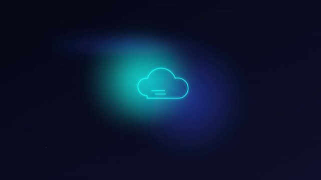 futuristic digital cloud icon with drifting cyan gradients