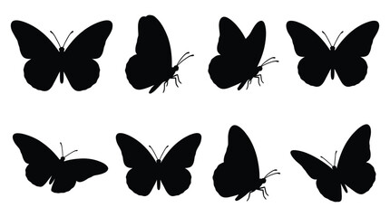 Butterfly silhouettes on a white background vector illustration set © Rumana