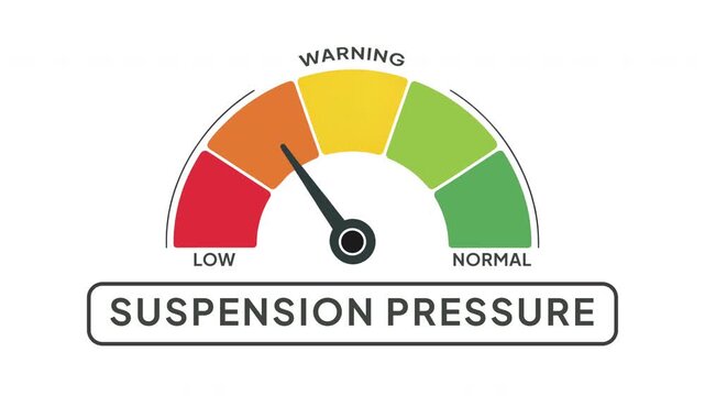 Suspension Pressure Level Gauge Animation from Normal to Low Indicator on Automotive Suspension System Background Motion Graphics