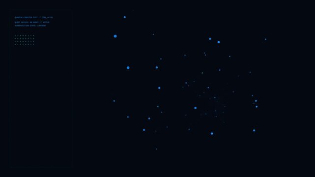 Quantum Computing 3D Mesh Background with Animated Superposition Qubits and Data Grid