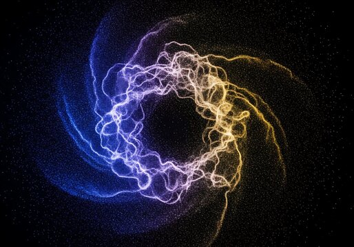Colorful swirling electric light trails in a circular motion