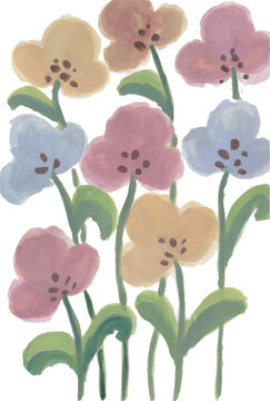 Assorted Spring Flowers Watercolor Illustration