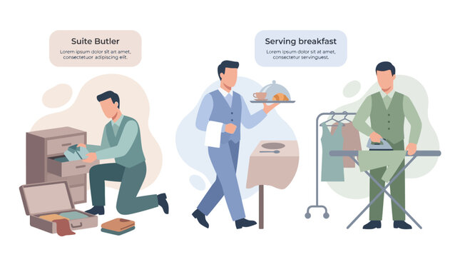 Hotel Service: Butler Packing, Serving Breakfast, and Ironing Clothes
