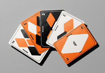 Fan of Playing Cards Mockup on Grey Background