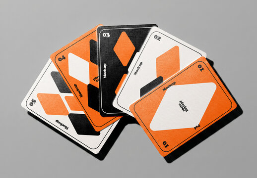Fan of Playing Cards Mockup on Grey Background