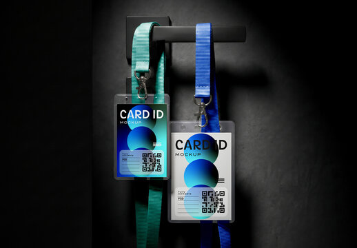 Card ID Badge Mockup Hanging on Door Handle