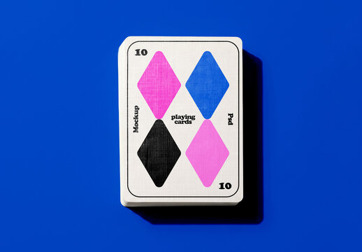Playing Card Deck Mockup on Blue Background