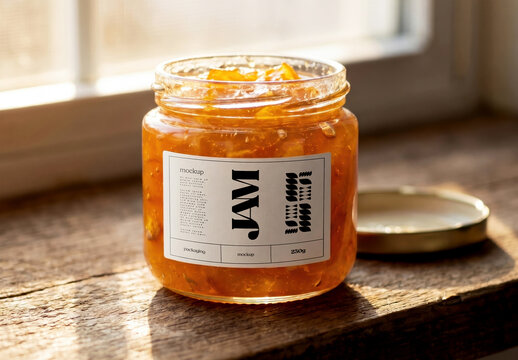 Glass Jam Jar Label Mockup Close Up