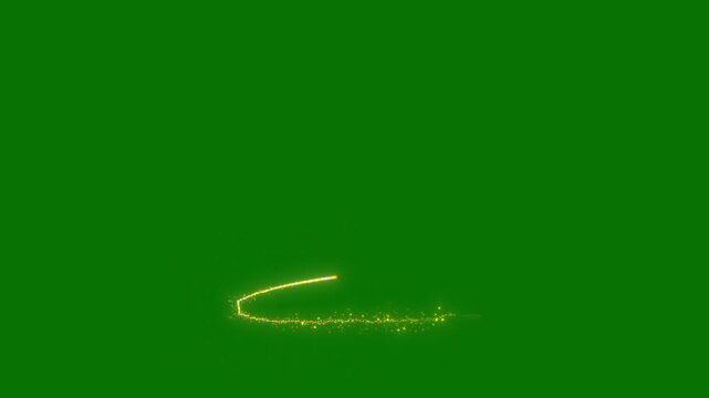 Glittering magic stars trail with golden glowing sparkle dust, twinkling fairy particles, luxury light line animation, smooth swirl transition on green background, shimmering christmas style effect 4k