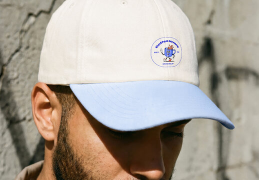Man Wearing Baseball Cap Mockup Outdoors