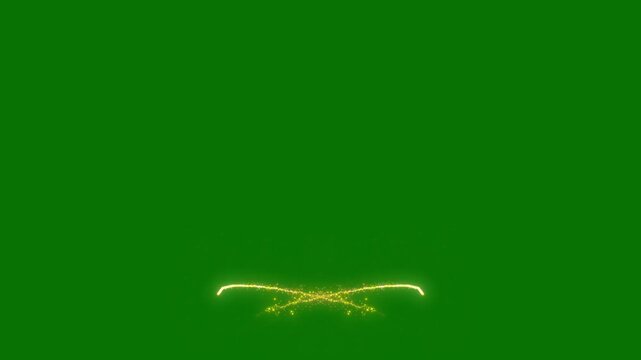Luxury glitter sparkling stars line effect with glowing golden fairy dust, magic shimmer trail, cartoon doodle twinkle burst, smooth particle transition on green background for overlay in 4k video