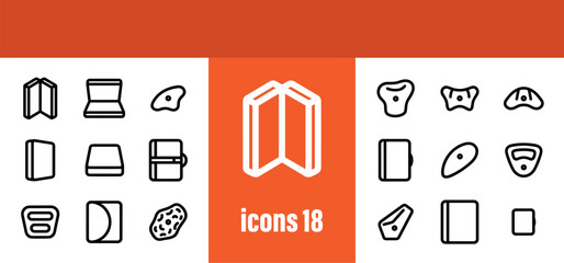Bouldering and rock climbing icons set. Minimalist outline vectors for extreme sports and adventure. © liubomir118809