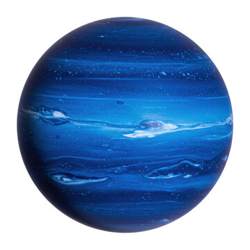 hyperdetailed watercolor planet in deep indigo and cerulean blue, showing wet-on-wet granulation and salt texture, isolated on white background with copy space. concept of abstract cosmology