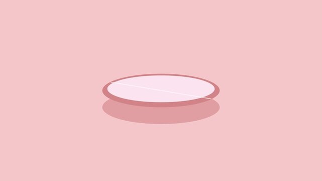 Minimalist rotating oval shape animation on soft pink 4k background, for modern projects, motion abstract