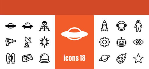 Collection of space exploration and alien icons © liubomir118809