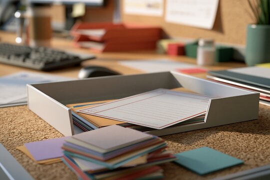 University Admin Desk with Privacy Tray and Study Materials