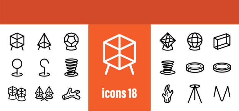 Geometric Shapes and Forms Icons for Math and Design