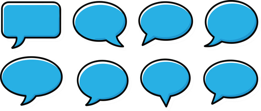 Speech Bubble Icon Set Collection Featuring Different Chat Message Shapes for Communication Dialogue Social Media Apps and Messaging Design