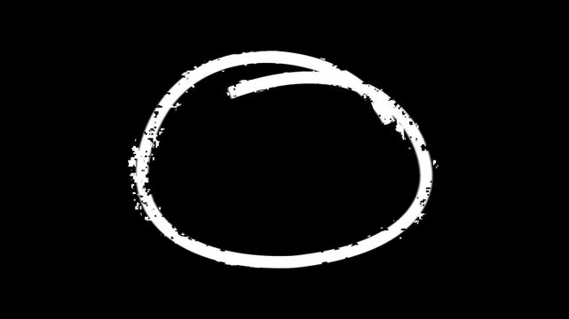 Hand-drawing oval frame circle animation white background, circle highlights with transparent background, Red circle spotted with arrow highlight motion, Hand-drawing doodle oval frame circle round 