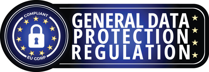 Naklejka premium General Data Protection Regulation Banner, GDPR Compliance Security Label Vector