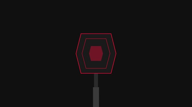 Abstract red hexagon pulse animation on dark 4k background, for digital technology, and futuristic motion