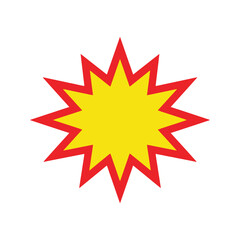 Fototapeta premium Explosion starburst shape in yellow and red, comic book style, graphic element