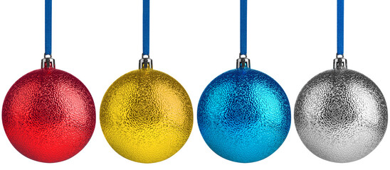 Fototapeta premium Shiny Christmas balls against white background, set. Festive ornaments